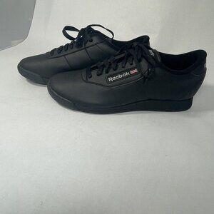 Reebok Womens Size 8.5 Classic Black Leather Athletic Shoes comfort casual wear.
